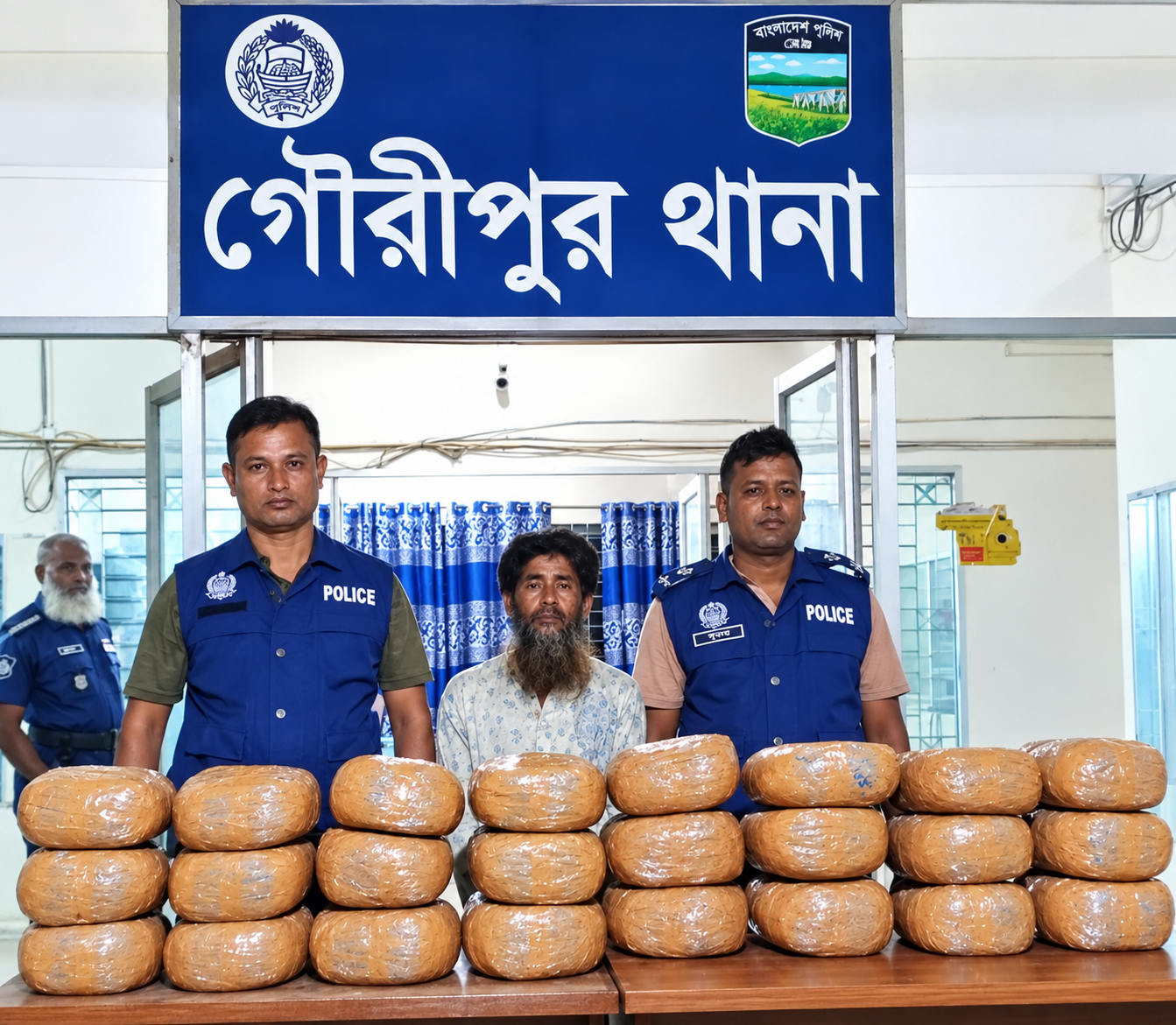 ‎গৌরীপুরে প্রায় ১০ লাখ টাকার গাঁজাসহ কারবারি গ্রেপ্তার